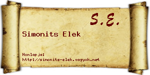 Simonits Elek névjegykártya
